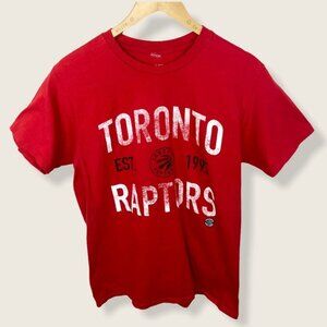 Toronto Raptors Short Sleeve Tee Red T-Shirt Size Medium Cotton Top Basket Ball‎